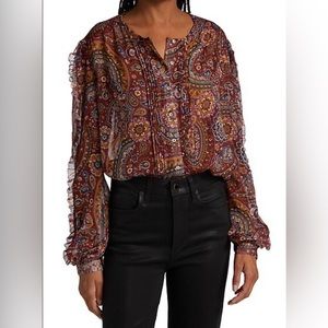 Womans Plus Size Epsilon Paisley Peasant Blouse